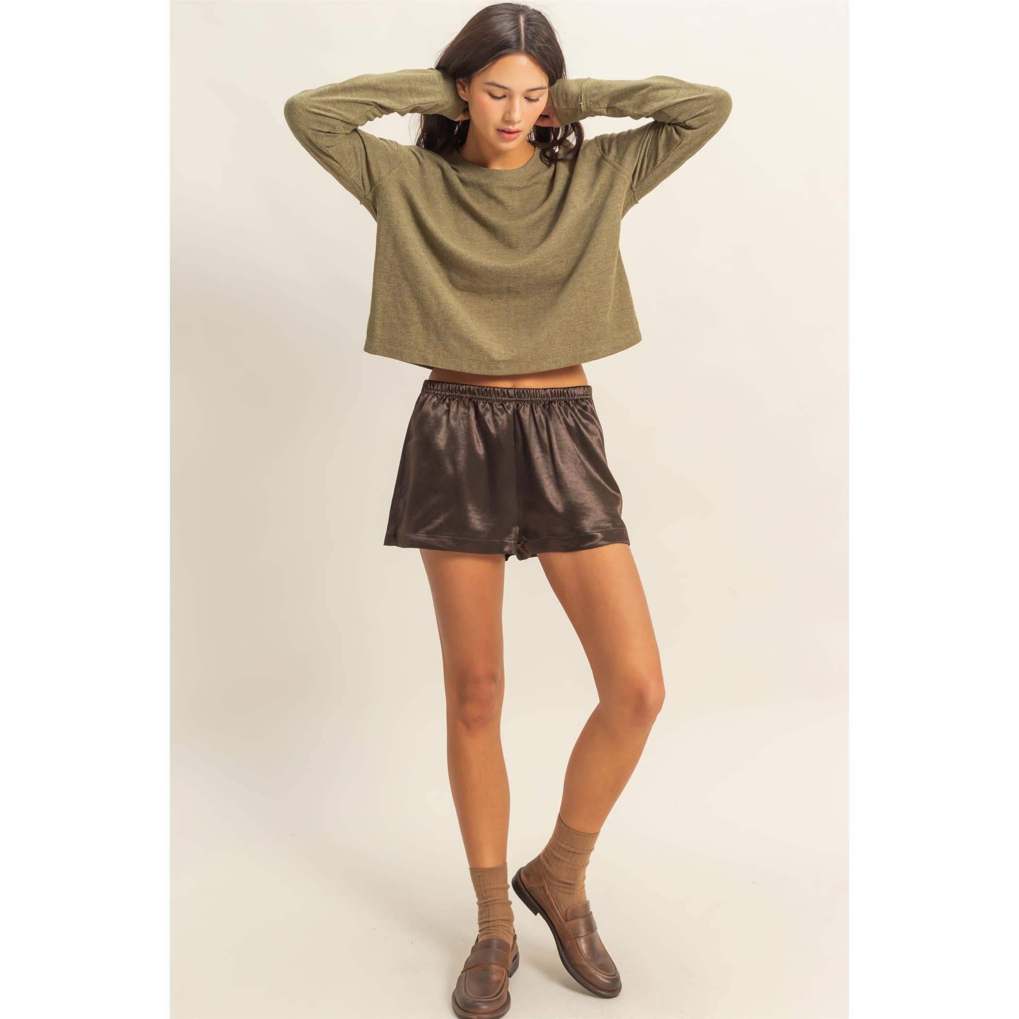 HYFVE - Wholesale Shorts - Women's - Satin Elastic Waist Shorts With Side Slit38