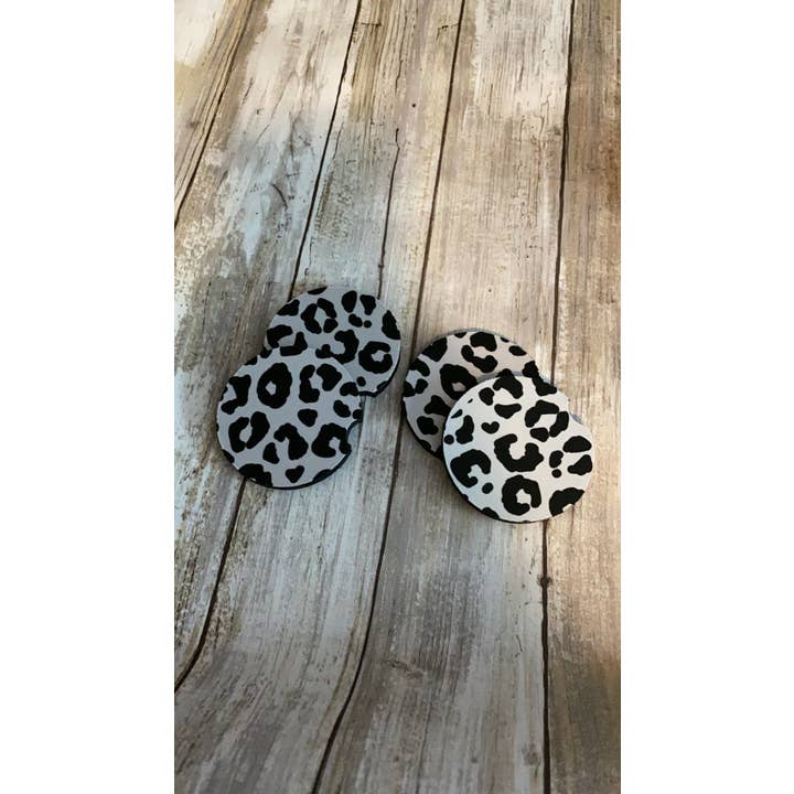 Leopard print car coasters for wholesale by Lake Shore To Main