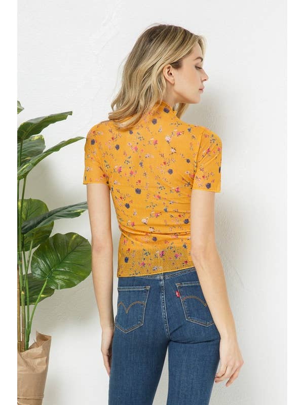 Yellow FLORAL PRINT TOP_608-438040-4 for wholesale on Faire
