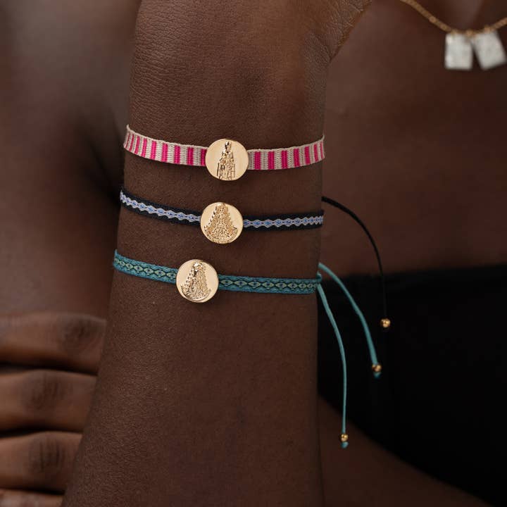 Plata y Minerales - Wholesale Charm/Dangle Bracelet - SteelBracelet-Virgin of Guadalupe-12mm-GoldColor and SilverColor11