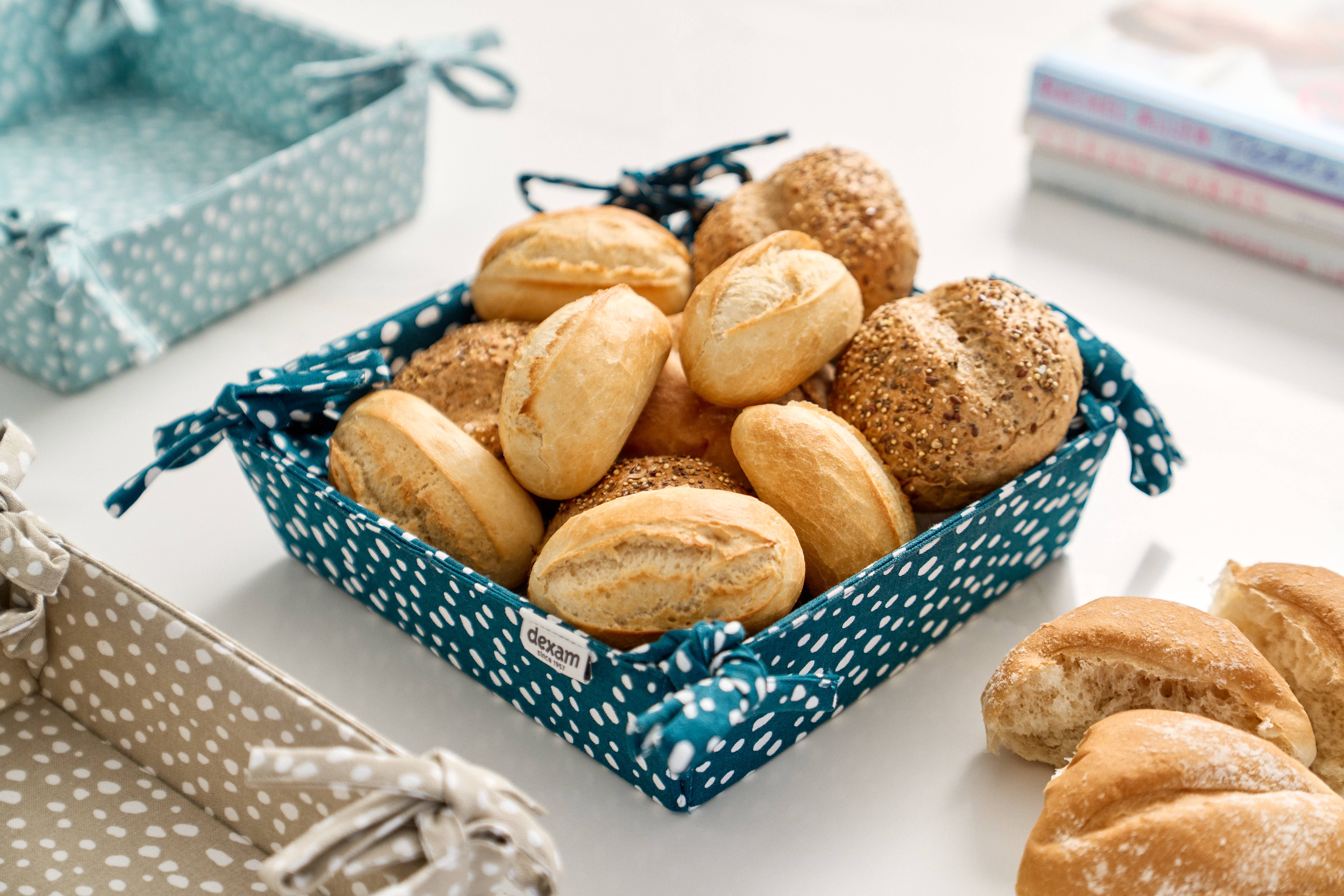 Dexam UK – wholesale Bread box – Sintra Recycled Cotton Spotted Bread Basket - Ink Blue1