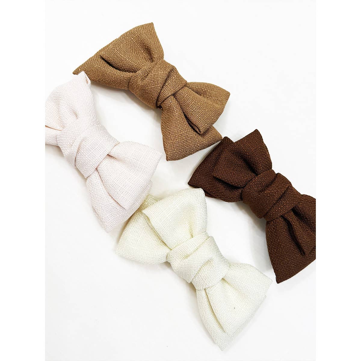 MIX COLOR Neutral Tone Double Layer Linen Bow for wholesale on Faire0
