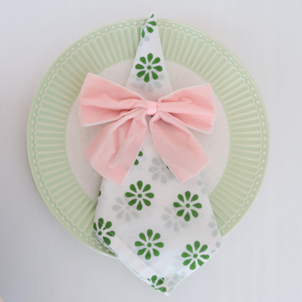 Pretty Homestyle - Wholesale Dinner & cloth napkin - Green flower soft weave Cotton Napkin1