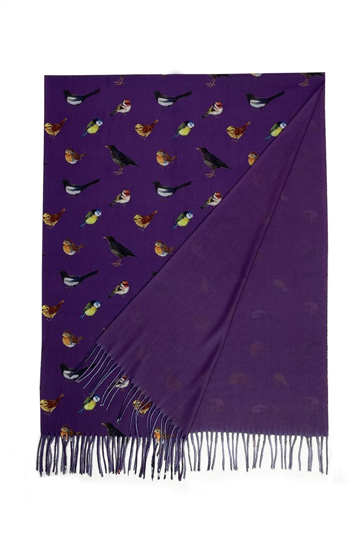 Fashion Scarf World - Wholesale Sjaal - Dames - Sjaal met kwastjes en print van British Wildlife Birds2