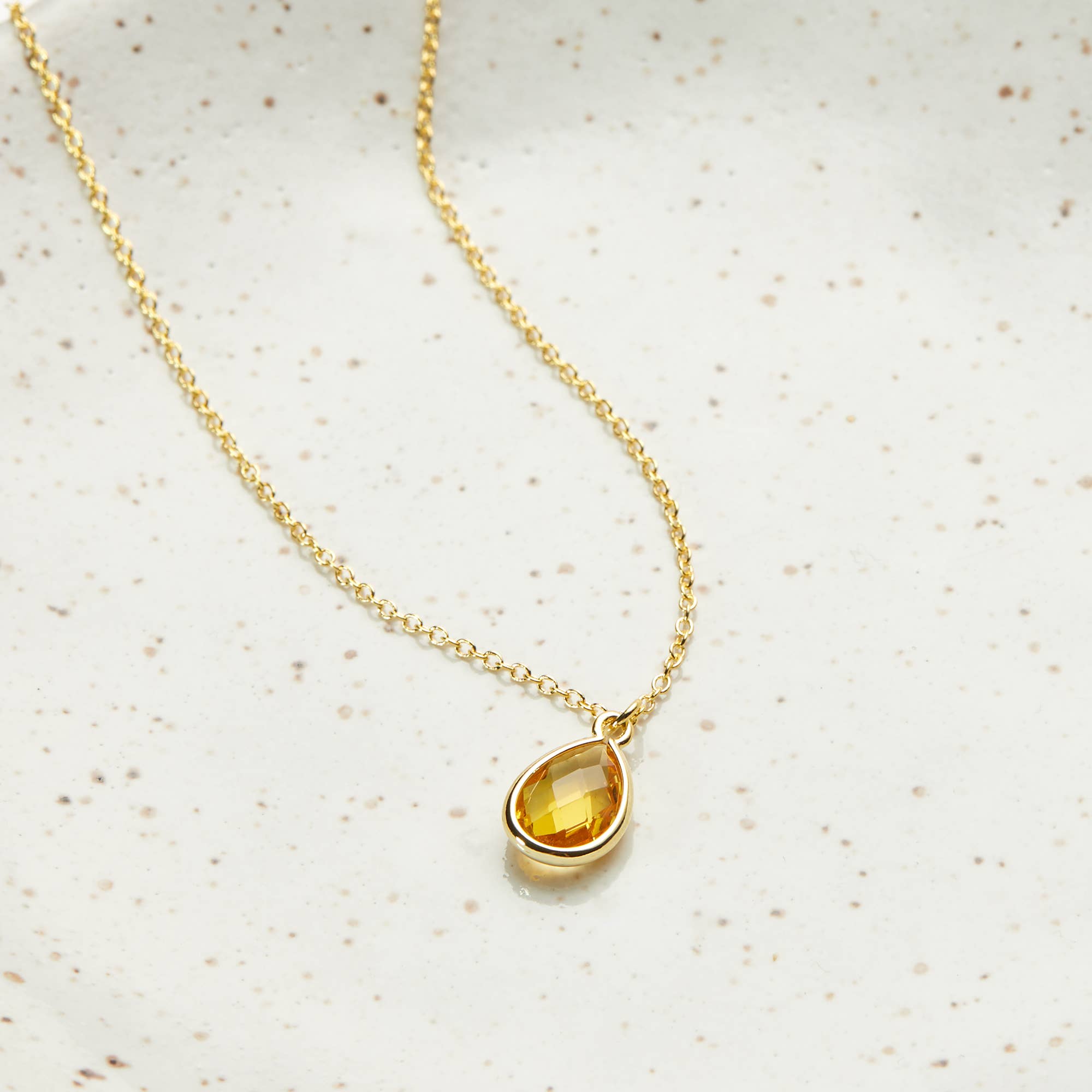 Gold November Birthstone / Topaz Crystal Charm Necklace for wholesale on Faire1