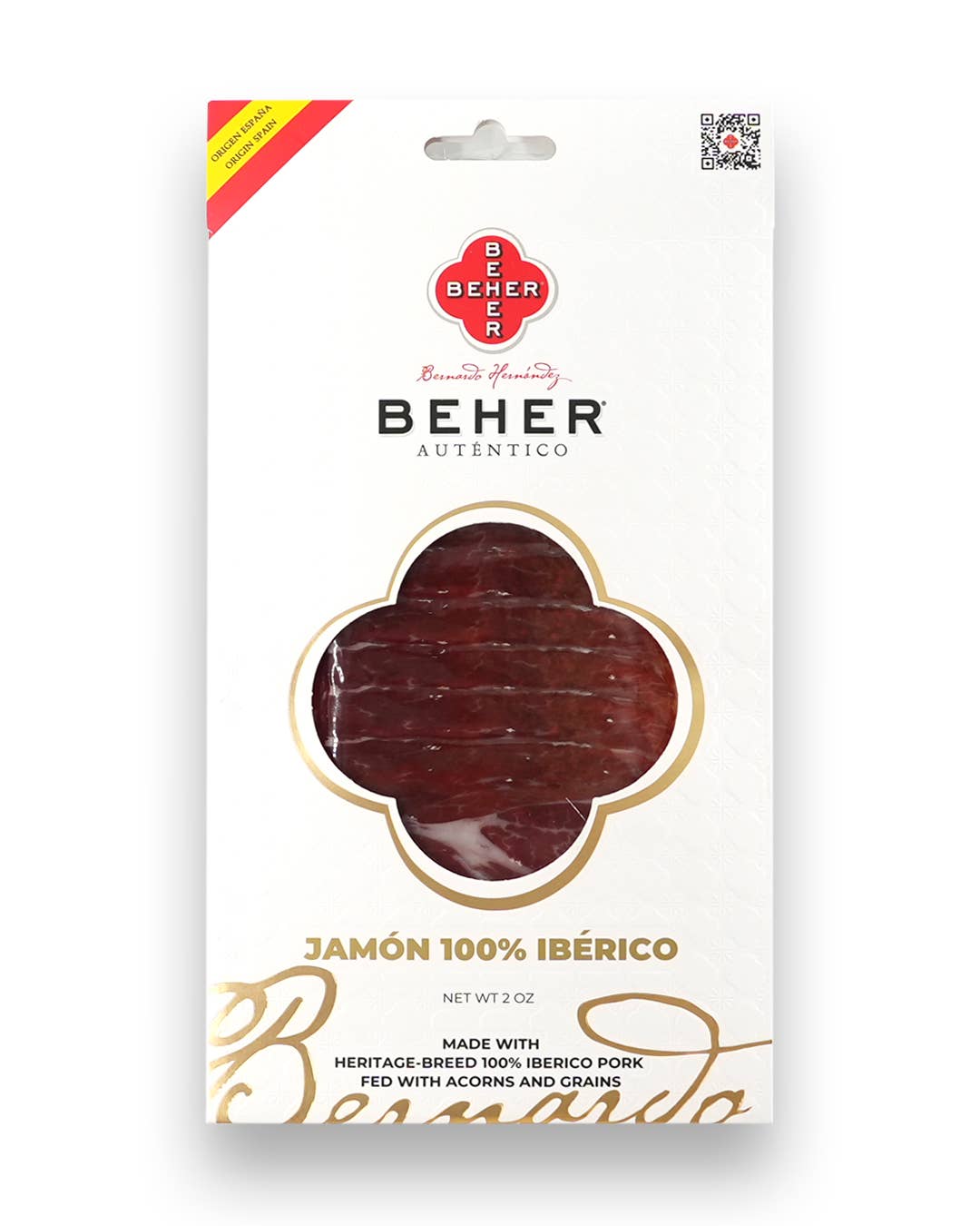 BEHER USA - Wholesale Pork - 100% Ibérico Ham (Jamón) Acorn-fed Machine-Cut Sliced 2oz
