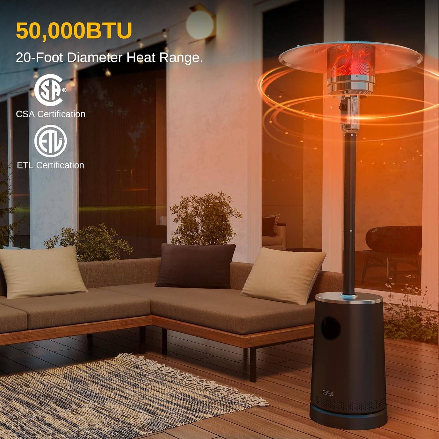 Bronze 50,000 BTU Outdoor Patio Heater With Table Design Feature for wholesale on Faire1