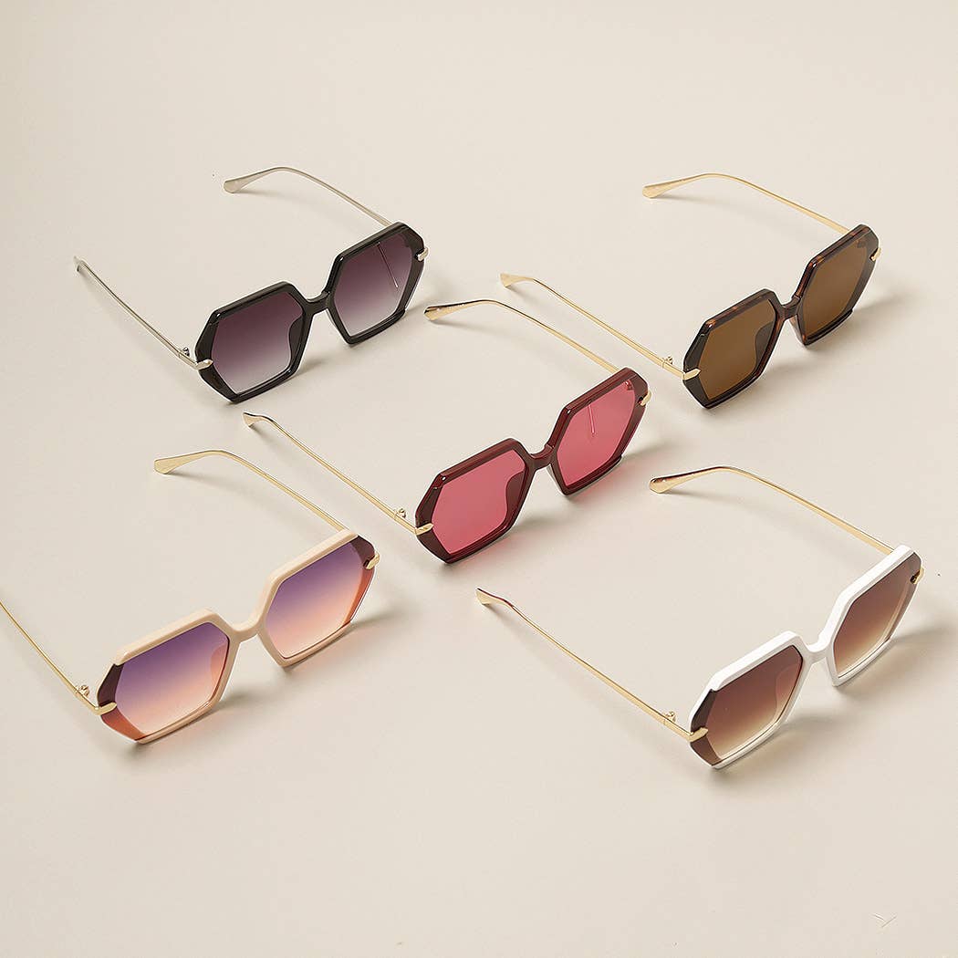  ASSORTED Women's Hexagonal Gold Leg Sunglasses for wholesale on Faire5