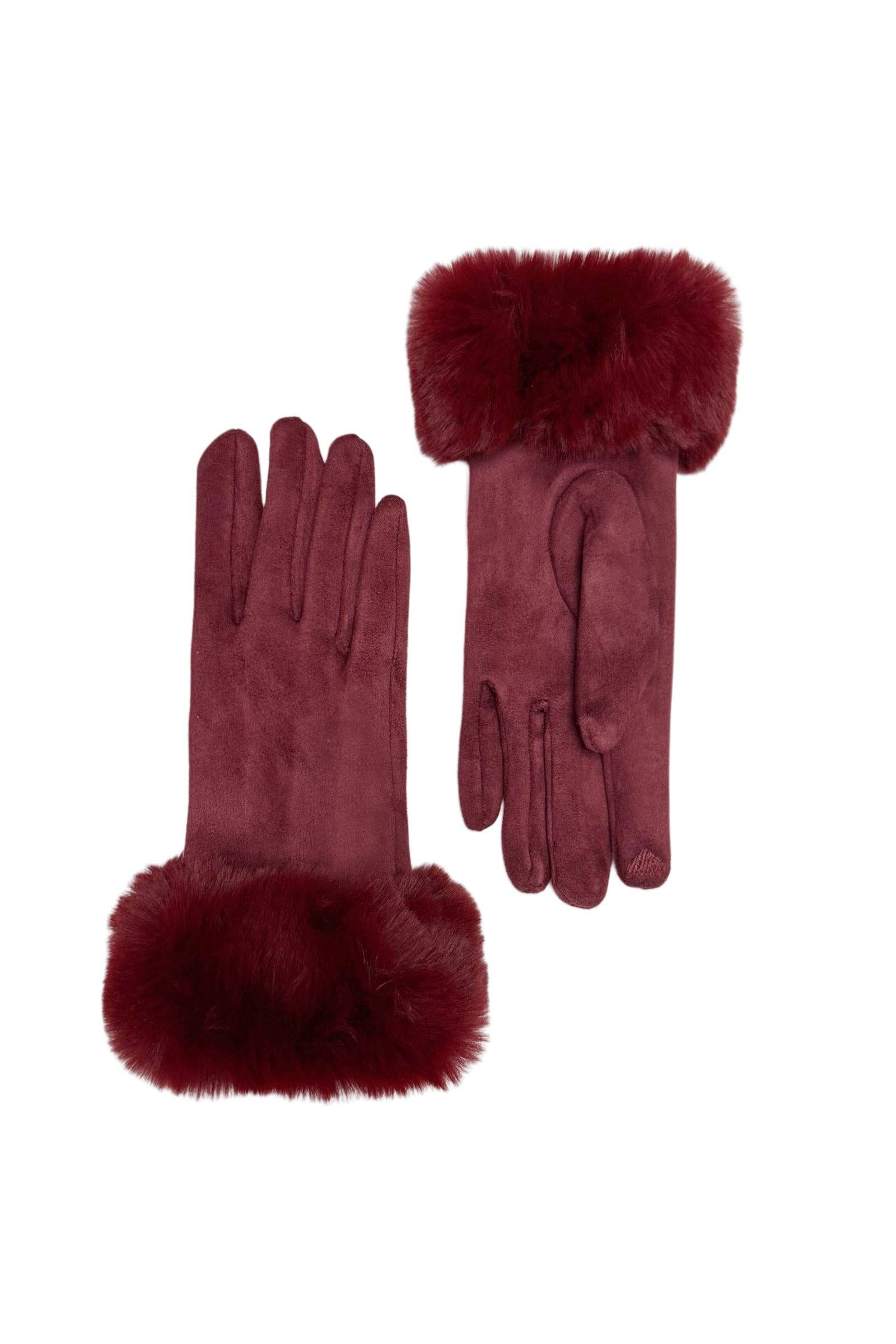 Fashion Scarf World - Venta al por mayor Guantes - Mujer - Guantes de ante con pantalla táctil y ribete de piel sintética17