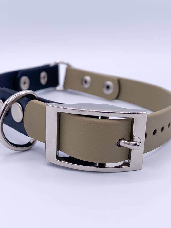 Collar Biothane Biothane de dos tonos AVENA/NEGRO para venta al por mayor de Cavapoo Creations