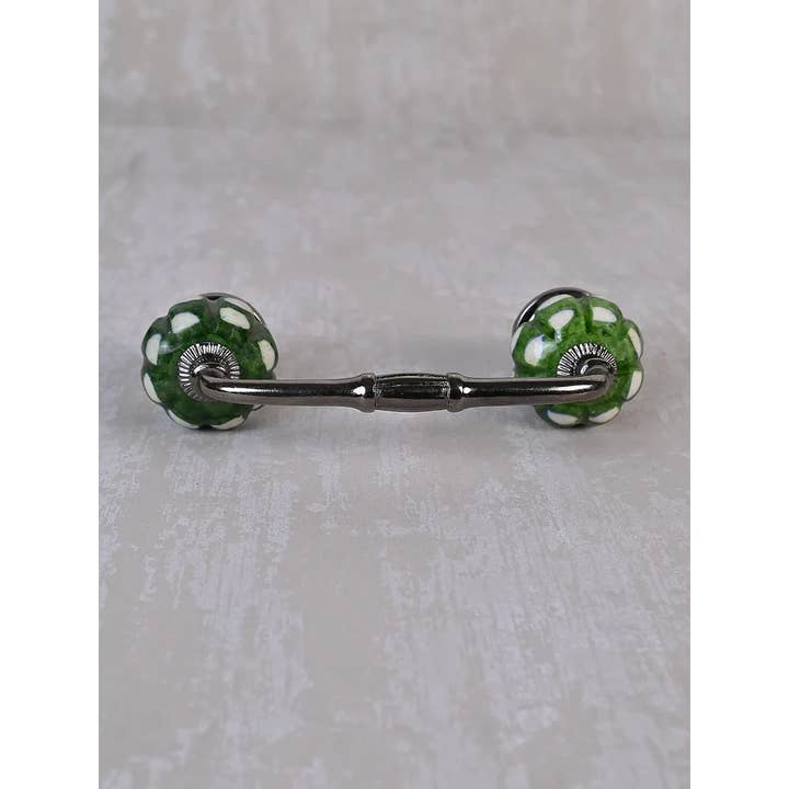KNOBCO - Wholesale Knob/pull - Vintage Green Melon Shaped Ceramic Wardrobe Cabinet Pull1