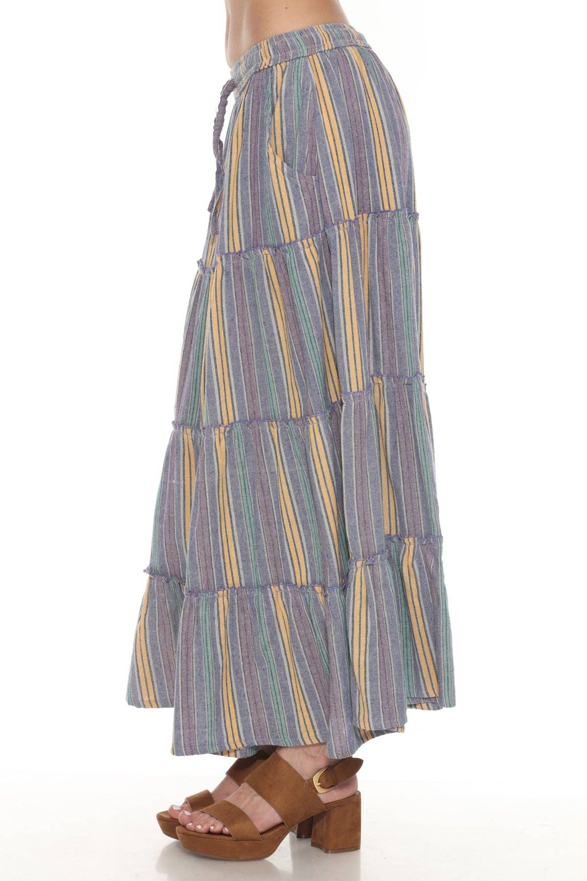 Lakhays Collection Inc. - Wholesale Skirt - Women's - Stripe Tiered Maxi Skirt4