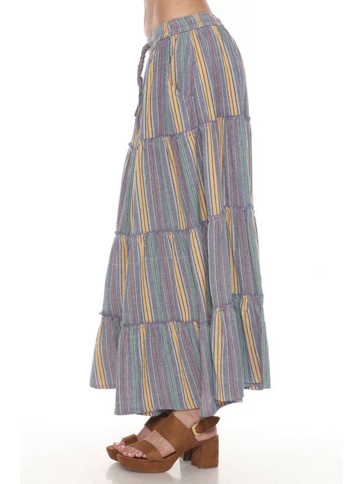 Lakhays Collection Inc. - Wholesale Skirt – Women’s - Stripe Tiered Maxi Skirt5