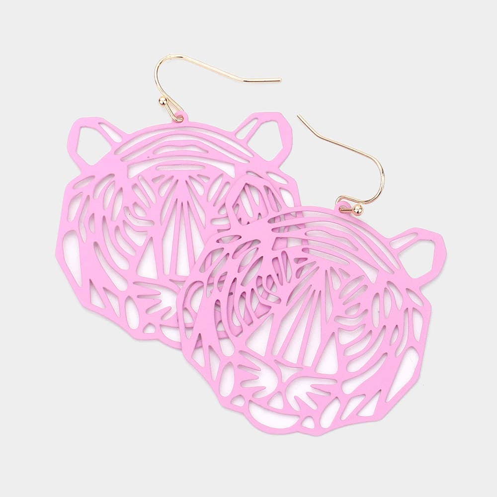 Sensibling Corp. - Wholesale Dangle Earrings - Cut Out Brass Metal Tiger Dangle Earrings