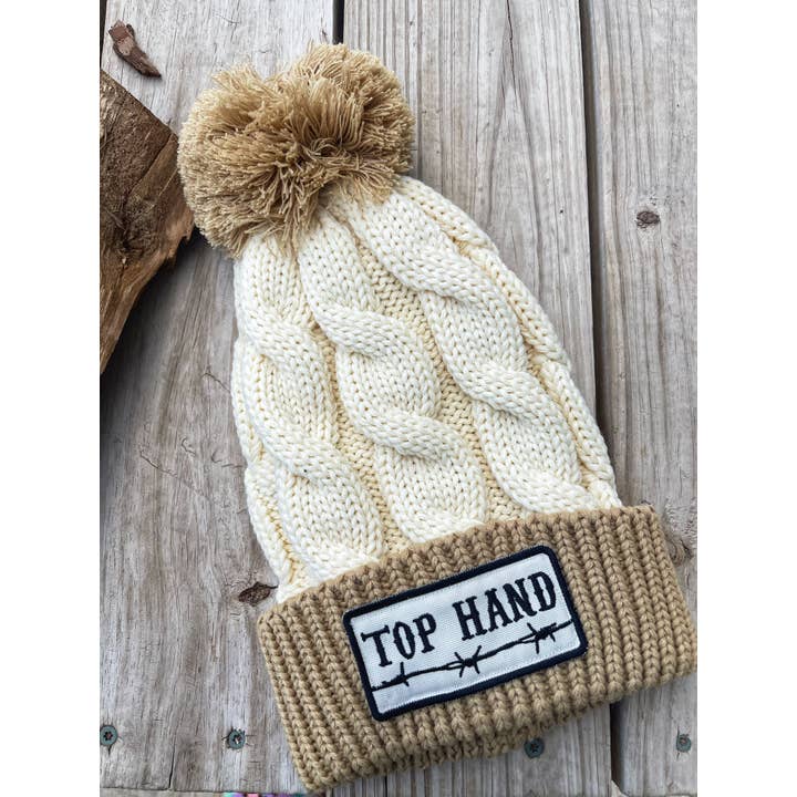 Buckin Barn Wholesale - Wholesale Beanie - Women's - Top hand beanie (cream/tan)