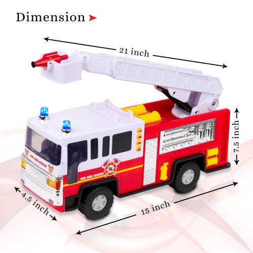 The Toy Group - Wholesale Toy Car/Truck - Kids - Playkidiz 15" Fire Truck Toy for Kids with Lights and Siren