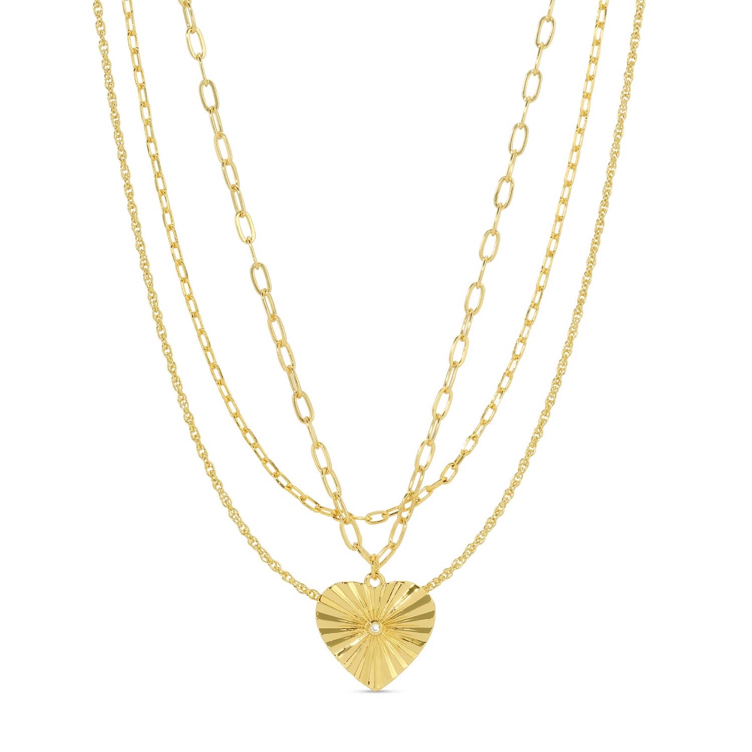 Splendid Iris - Wholesale Pendant/Charm Necklace - Triple Layer Heart Pendant Necklace2