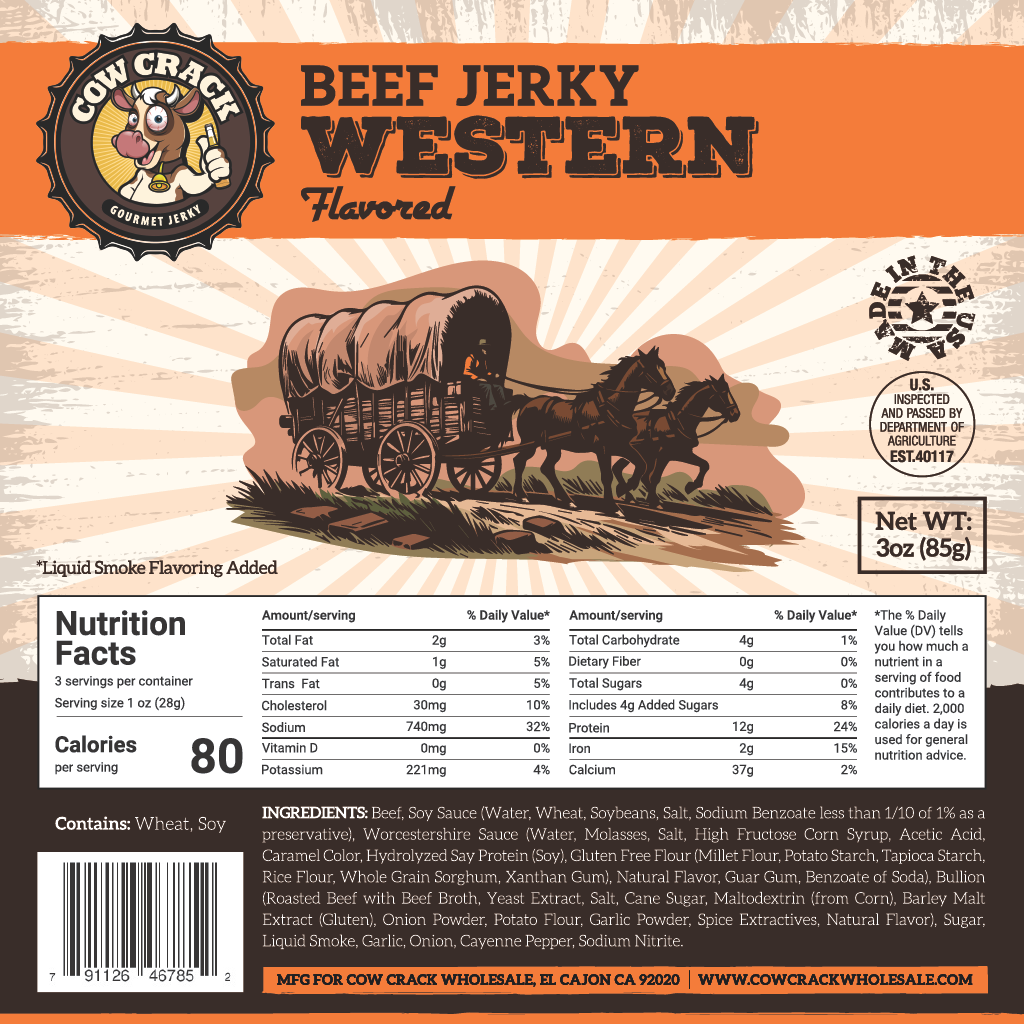 Cow Crack Wholesale - Vente Viande séchée - Cow Crack Western Beef Jerky 85 g1