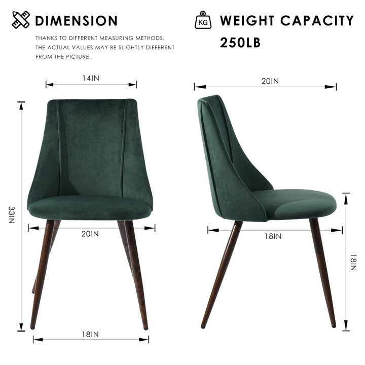 39F Inc. - Wholesale Chair - Smeg Side Dining Chair Velvet Upholstery-Green
