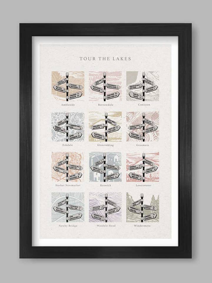 Tour The Lakes - Lake District Poster Print voor wholesale door The Northern Line