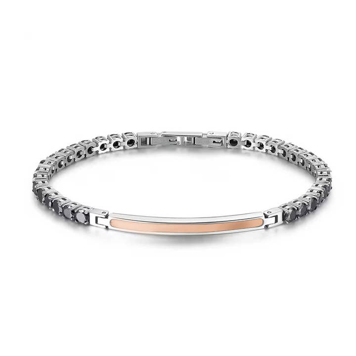 TENNIS BRACELET WITH NAMEPLATE - JN22124E63 for wholesale by AMORINO SRL