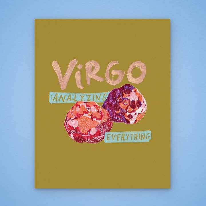 Virgo Zodiac Art Print | Food Illustration | Mustard Yellow for wholesale by H Miller Ink Illustration Art wholesale products