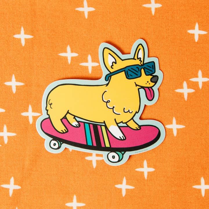 Free Period Press - Wholesale Sticker - Skateboarding Corgi Vinyl Decal Sticker1