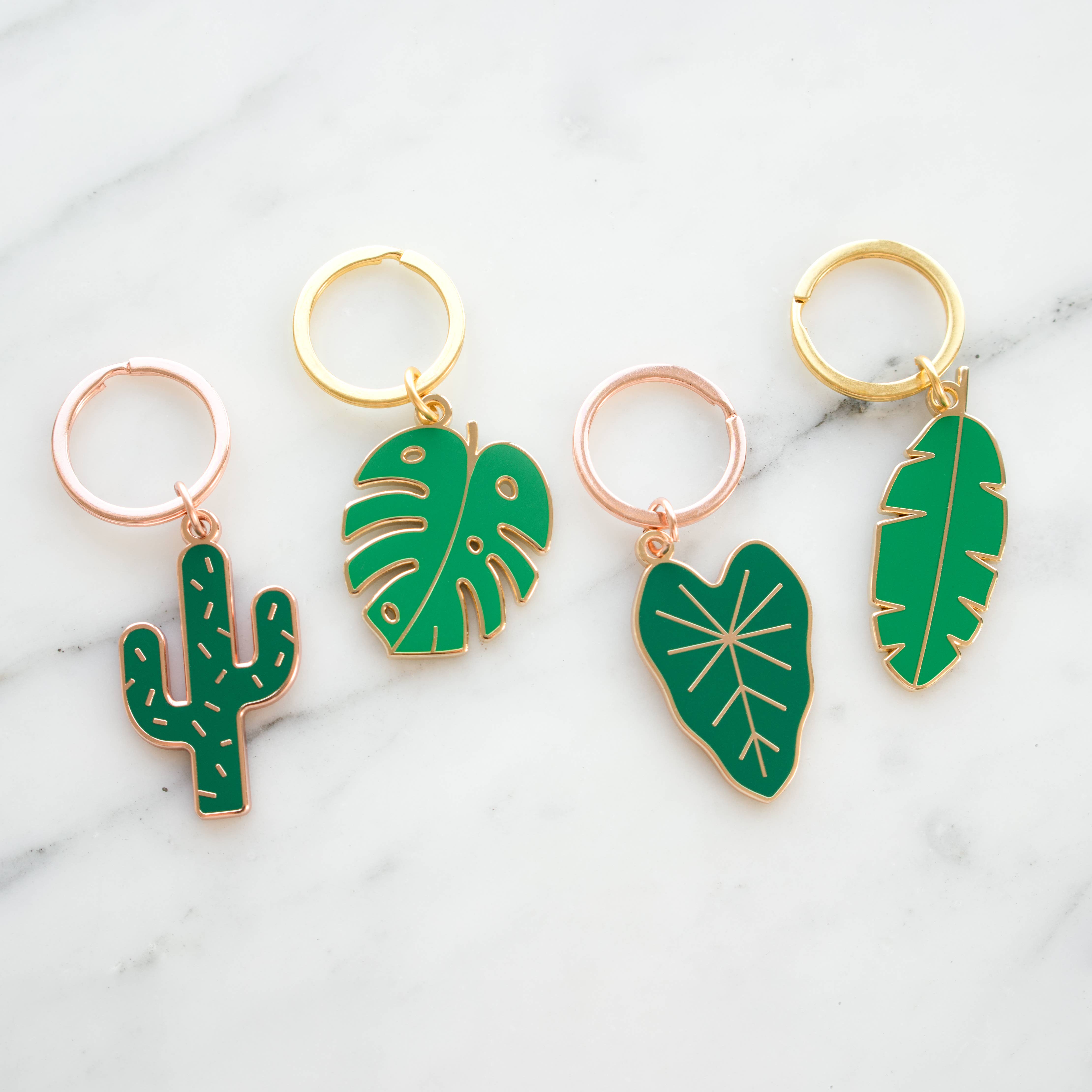 Rose Gold green Cactus Keychain for wholesale on Faire2
