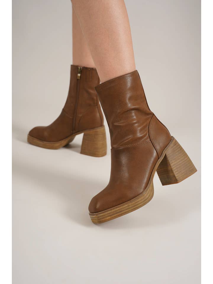 BEAST FASHION - Wholesale Booties - Women's - FOSTER-03 Block Heel Ankle Boots4