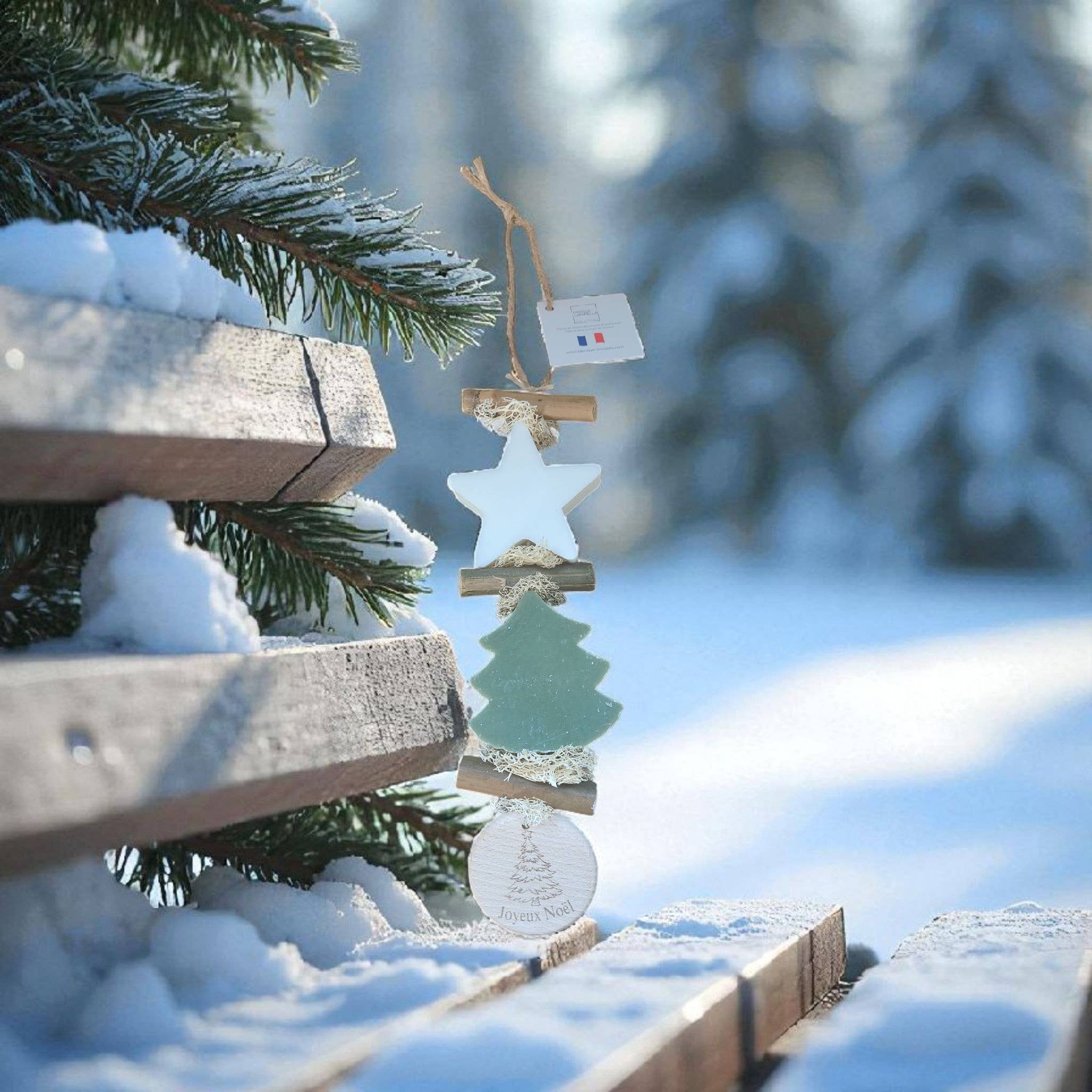 fabrique lomaelle - Wholesale Ornament - Braid 1 White Star 1 green tree 1 round tree Merry Christmas1