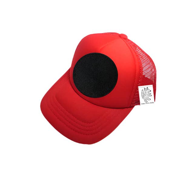 INFANT Trucker Hat with Interchangeable Velcro Patch (Red) for wholesale by WOOLF WITH ME®
