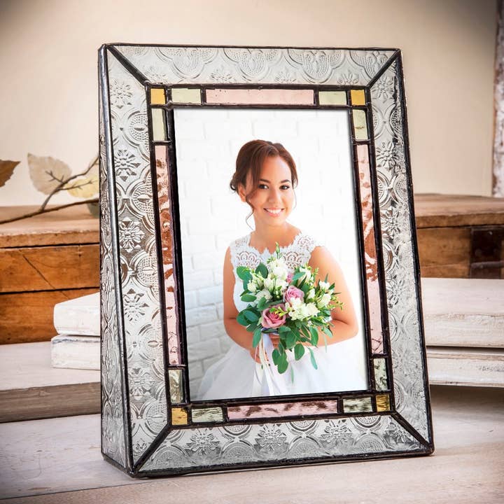 J Devlin Glass Art & Bert Anderson Collection - Wholesale Picture Frame - Stained Glass Wedding Picture Frame 8x10 5x7 4x6 By J Devlin