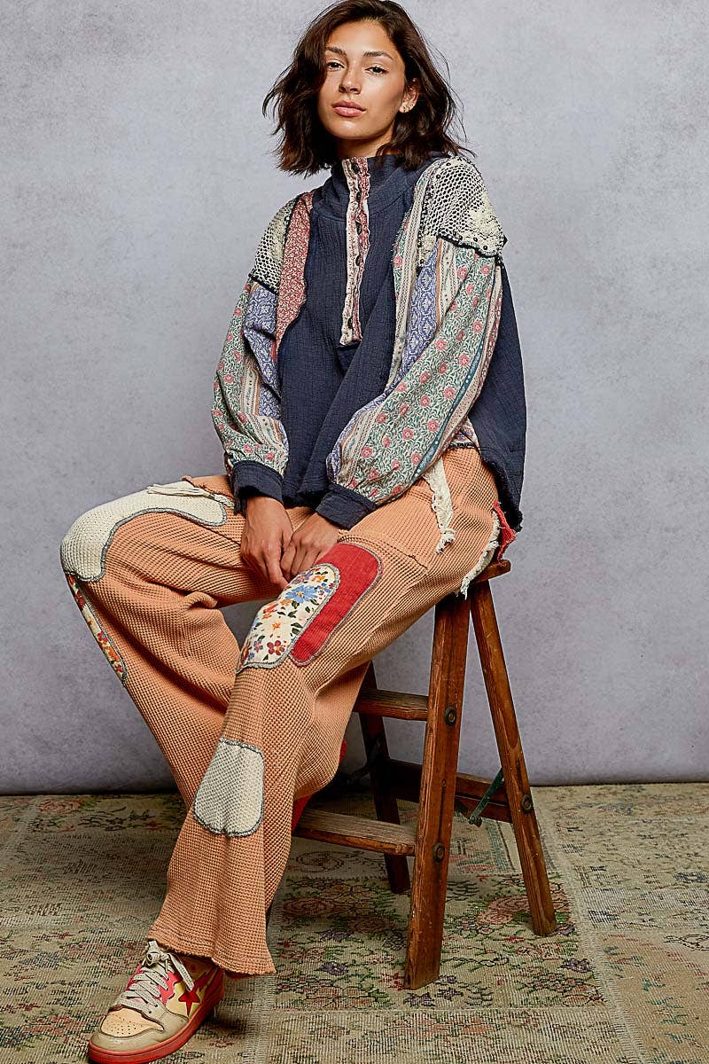 Pol Clothing - Vente Sweat à capuche – femme - Haut à capuche à manches longues avec col montant en double gaze et clous contrastants10