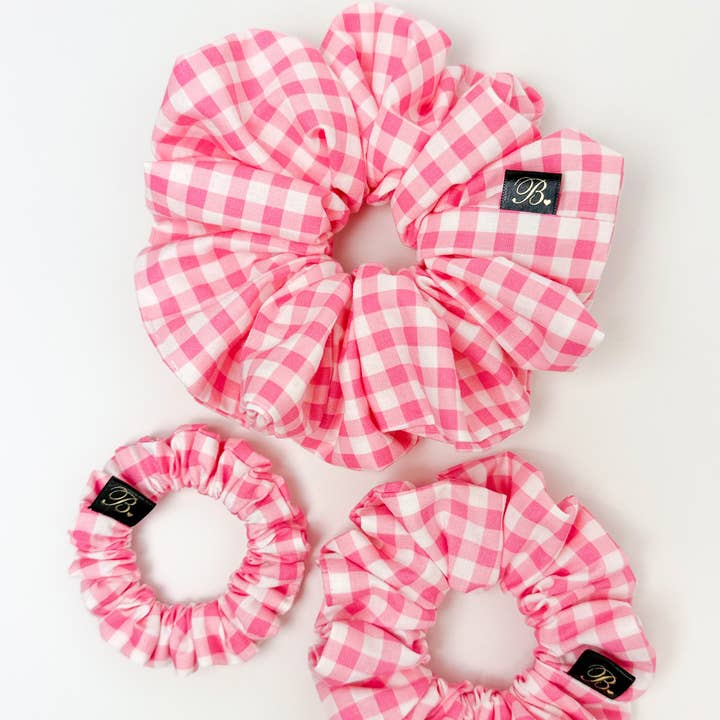 B. LUVV & CO. - Wholesale Scrunchie - Women's - Cotton Scrunchie in Pink Gingham2