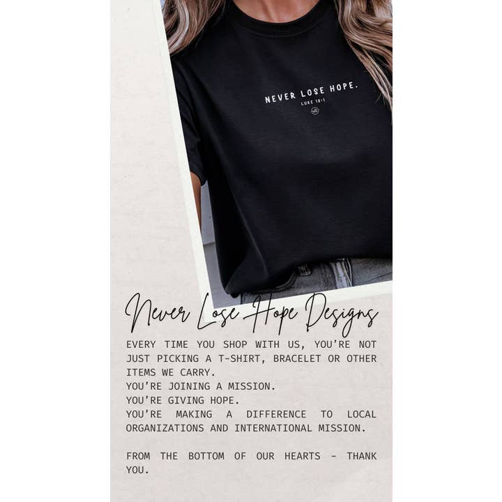 Never Lose Hope Designs – wholesale Screen printed t-shirt – Women′s – Not All Those Who Wander Are Lost Tee