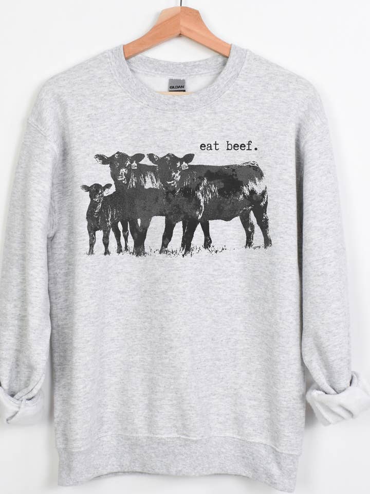 Eat Beef Western Crewneck Sweatshirt for wholesale by Jolene's Boutique