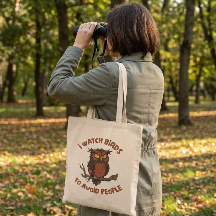 Natural Watch Birds Avoid People Canvas Tote Bag for wholesale on Faire1