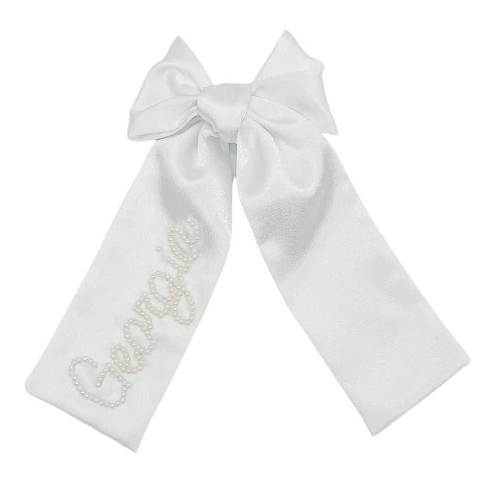 White Satin Beaded Bow for wholesale by Bebe Theory