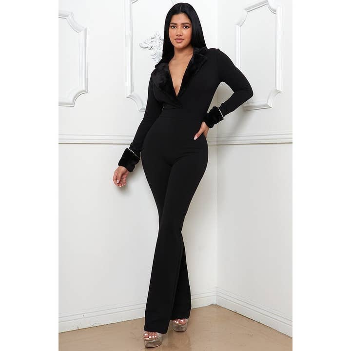 Black Pearl Clothing – Engroshandel Jumpsuit - Dame – IMITERET PELS KRAVE OG HÅNDLED JUMPSUIT