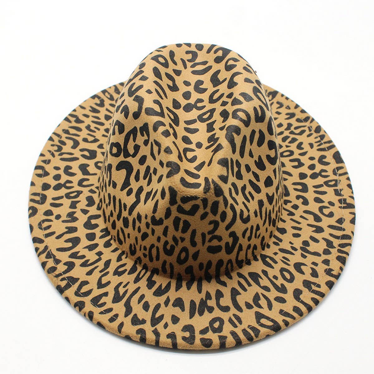 CAMEL FEDORA LEOPARD PRINT HAT JAZZ WIDE BRIM HAT_CWAH2563 for wholesale on Faire3