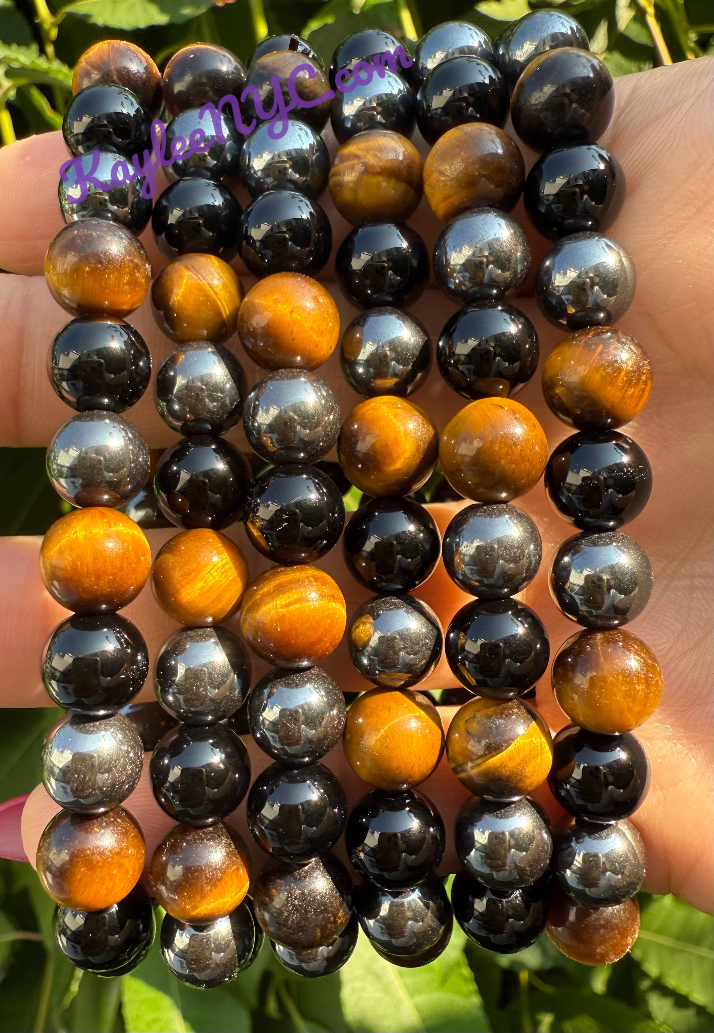 KayleeNYC - Wholesale Sieradenset - Beschermende elastische armbanden met 8 mm kristallen, 19 cm2