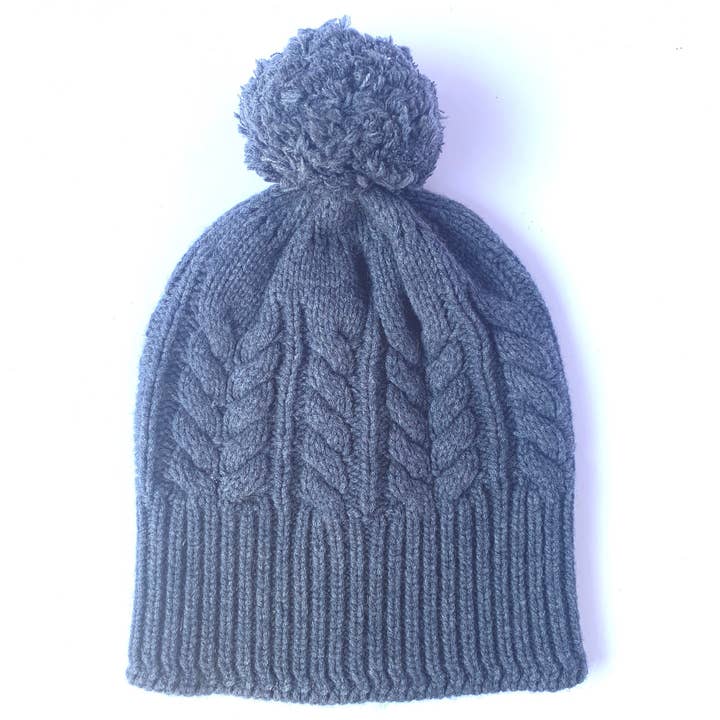 Absolutely. I'M in! 100% Pure Merino Wool Jumbo Cable Beanie with detachable Merino Wool Pom Pom, Pressed Metal Grey for wholesale by love Kate