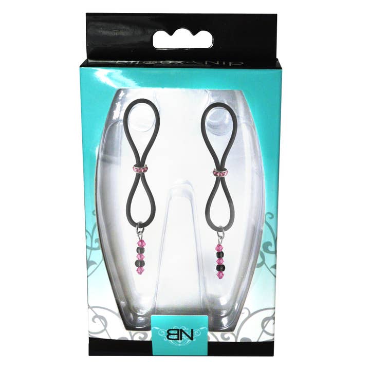 Nipple Halos - Gem Slider - Black Silicone Band - Pink Beads for wholesale by Bijoux De Nip