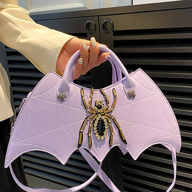 UNISHE - Wholesale Top Handle Bag - Women's - Spider Rhinestone PU Leather Bag ZK4812