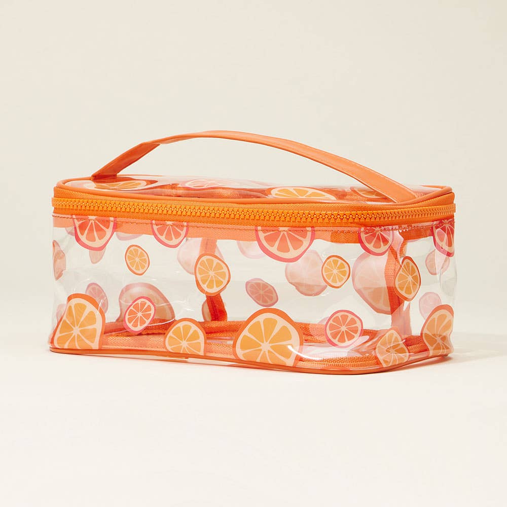 Sensibling Corp. - Wholesale Makeup/Cosmetic Bag - Top Handle Fruit Pattern Transparent Cosmetic Pouch Bag4
