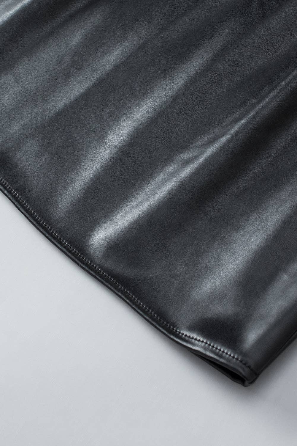 Lovesoft - Wholesale Tank Top - Women's - Black Faux Leather Crew Neck Tank Top8