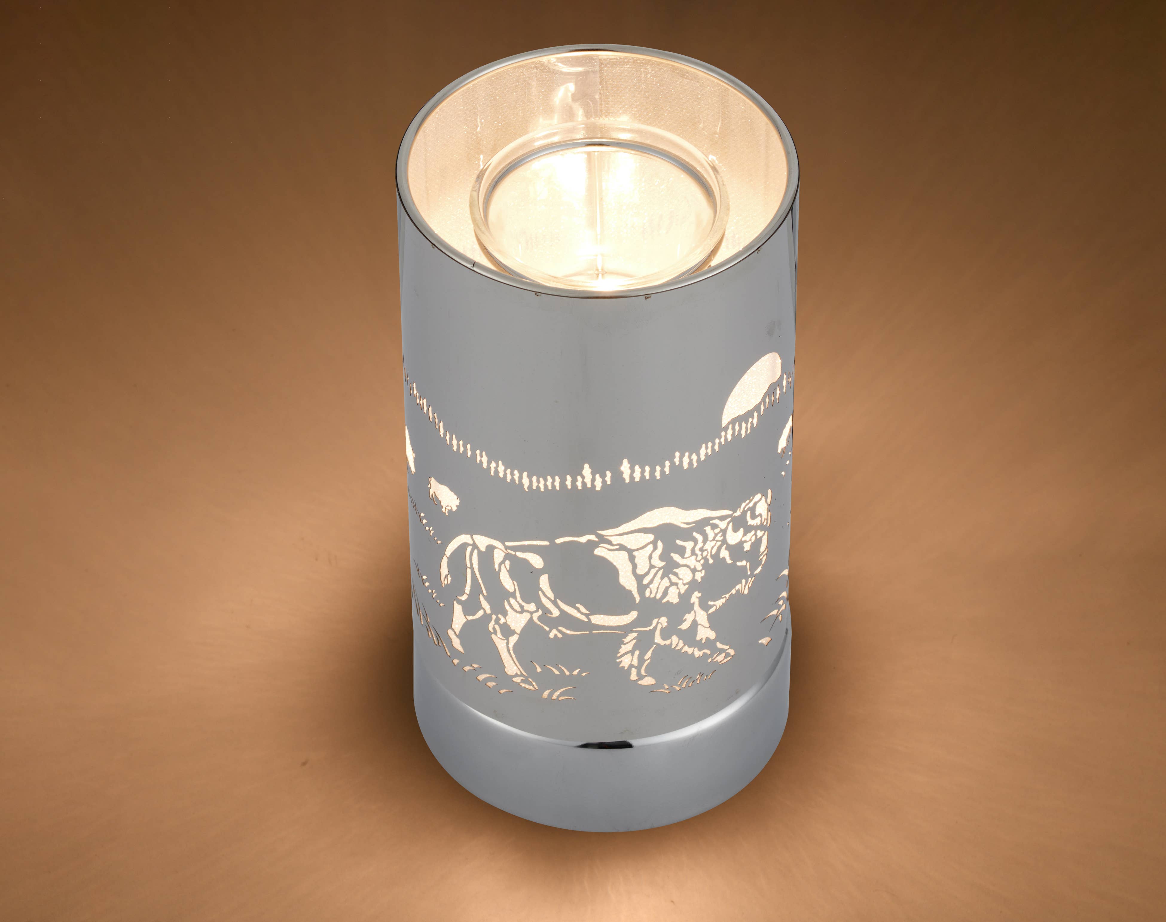 Peterson Housewares & Artwares - Vendita all'ingrosso Scaldacera - Lampada Touch da 17,8 cm, bruciatore a olio/scaldacera, Silver Bison