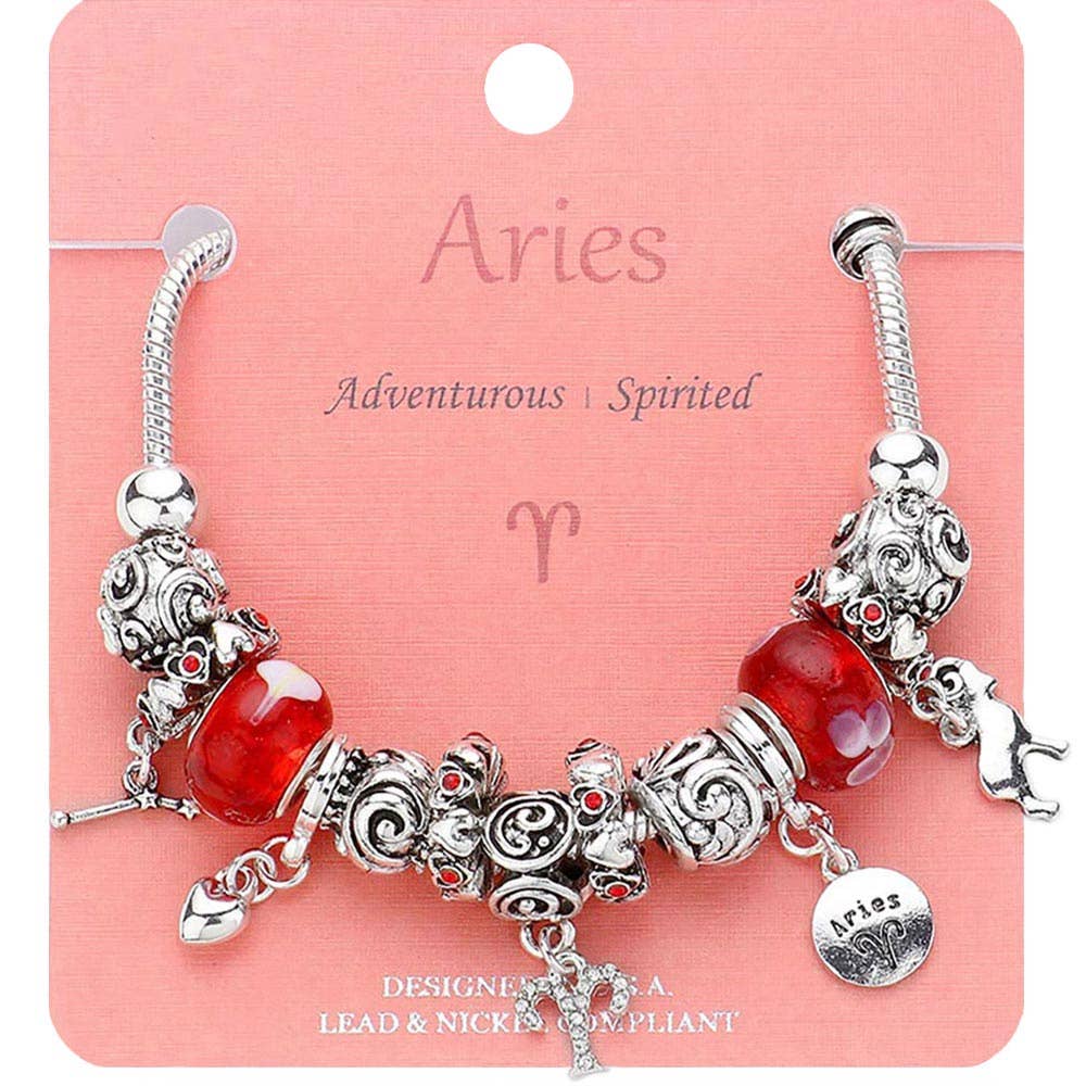 Sensibling Corp. - Wholesale Charm/Dangle Bracelet - ARIES - Multi-Beads Zodiac Sign Charm Bracelet0