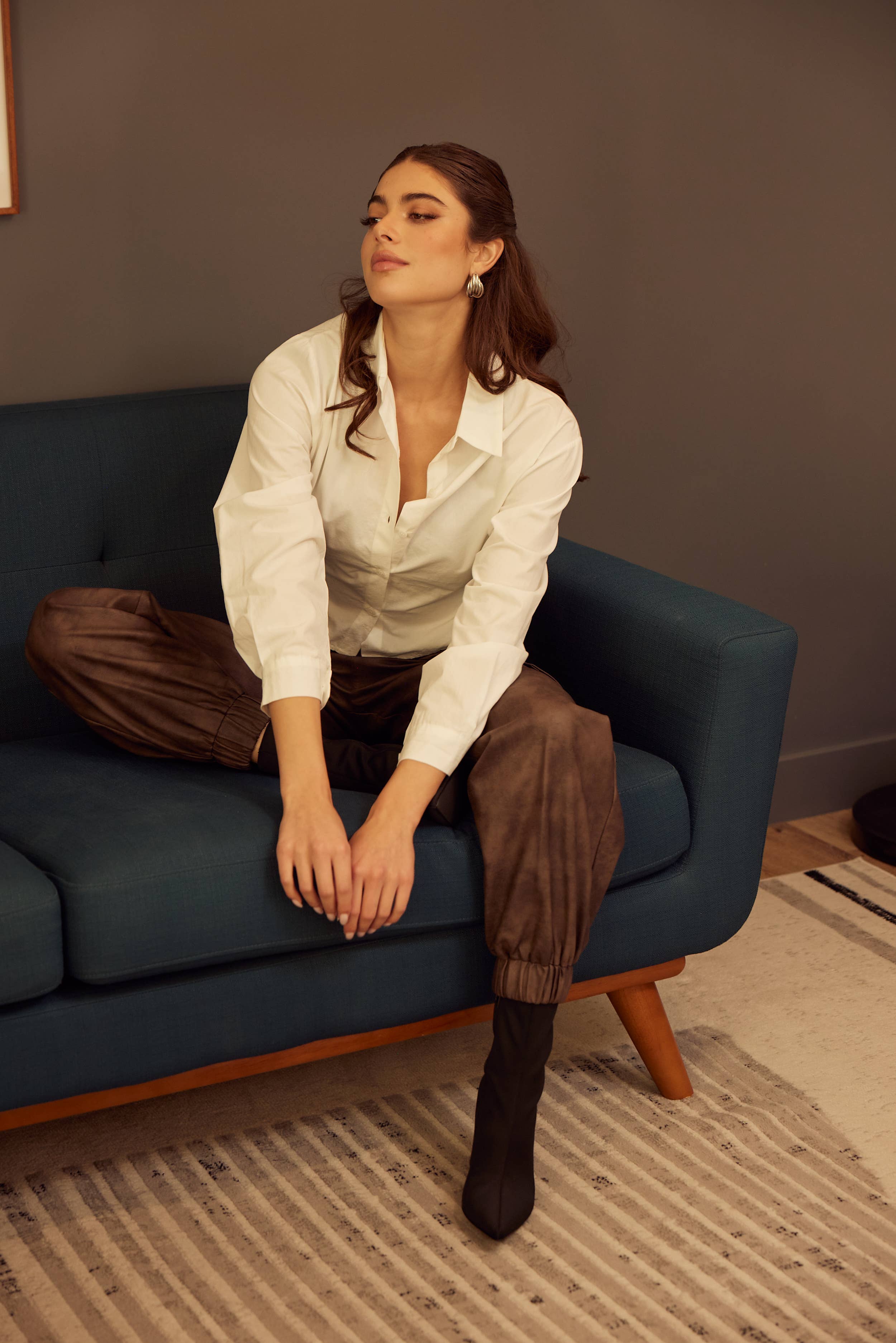 Brown PLEATHER CLASSY CUFFED CARGO JOGGERS-PI6888FO for wholesale on Faire3