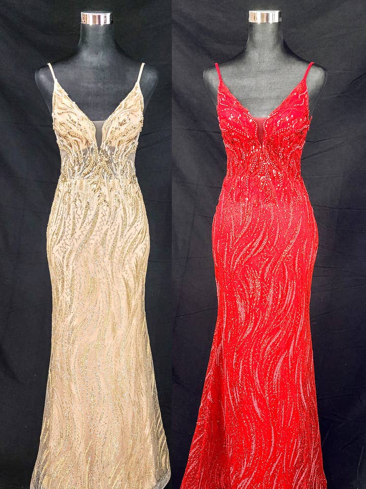 Vestido largo de sirena con perlas, lentejuelas y brillo C841 para venta al por mayor de Chicas